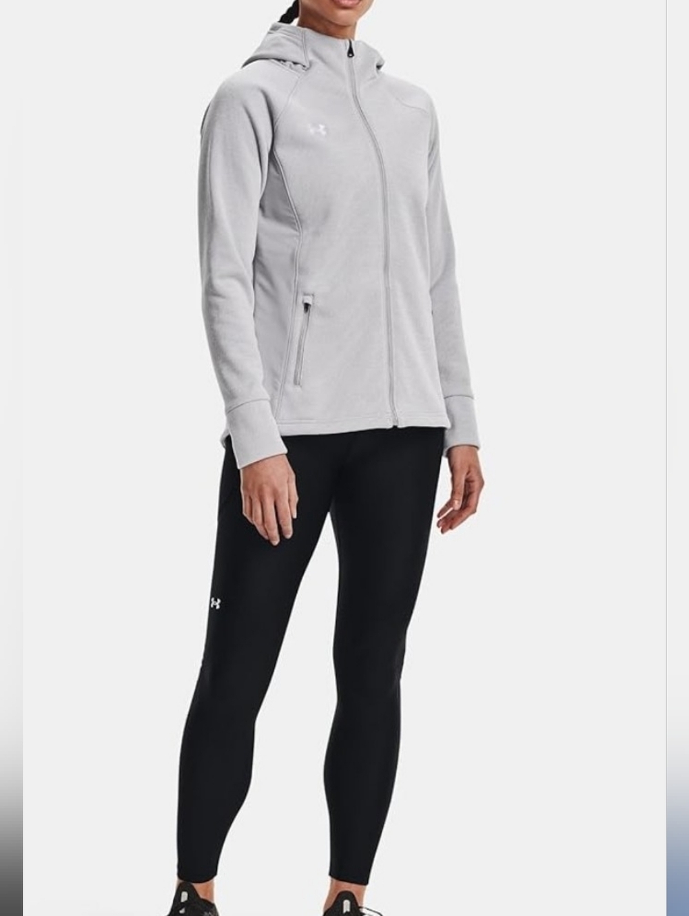 Under Armour Light Gray Full‑Zip Hooded Fleece Jacket